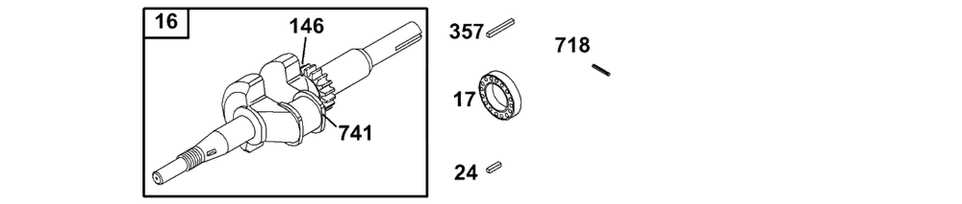 Crankshaft Diagram and Parts List for 133232-1012-XX  Briggs and Stratton Engine